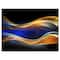 Designart - 3D Gold Blue Wave Design - Abstract Canvas art print